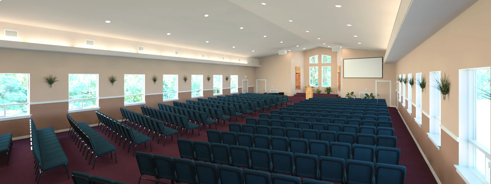 Expanded worship center concept art. Graphic art by Josh Suko.